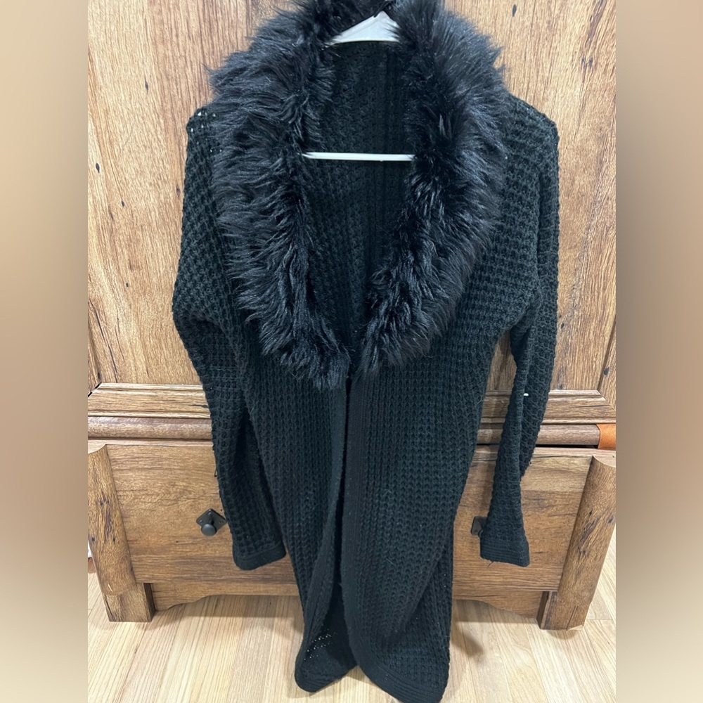 Black fur cardigan